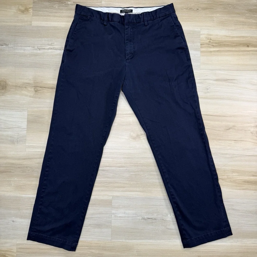 Banana Republic Men Size 34 x 32 Pants Navy Blue Emerson Straight Chinos Stretch